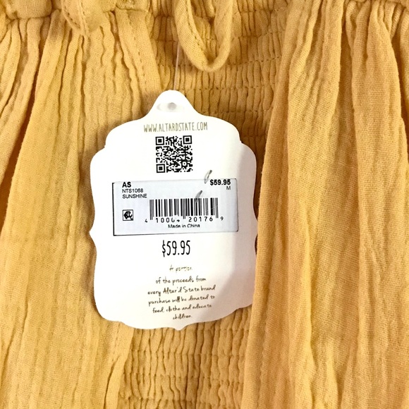 NWT Altar’d State Yellow Crop Top- Medium - Picture 7 of 10